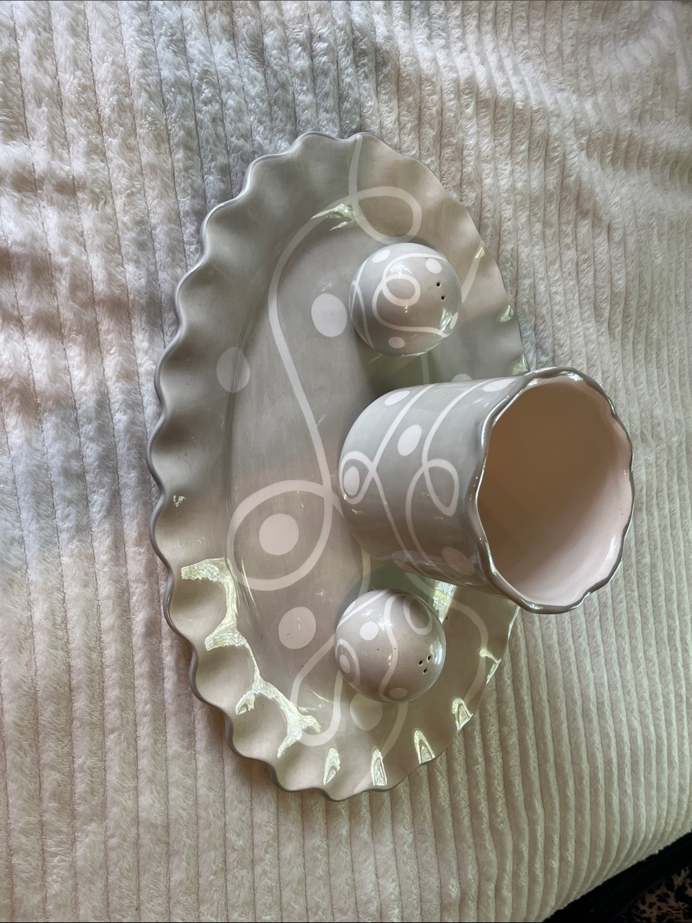 Grey Swirl Ceramic Serveware Set - 3-Piece